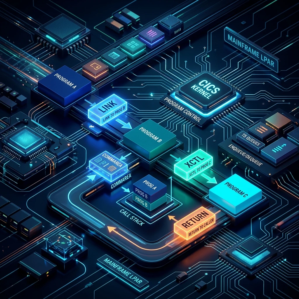 CICS Program Control: LINK, XCTL, RETURN — Complete Guide