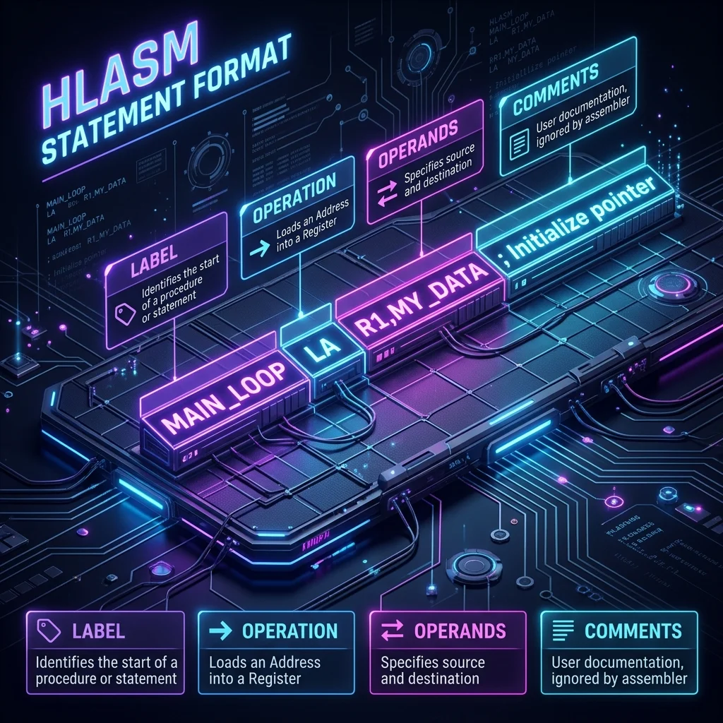 HLASM Statement Format: Labels, Operation Codes, and Operands