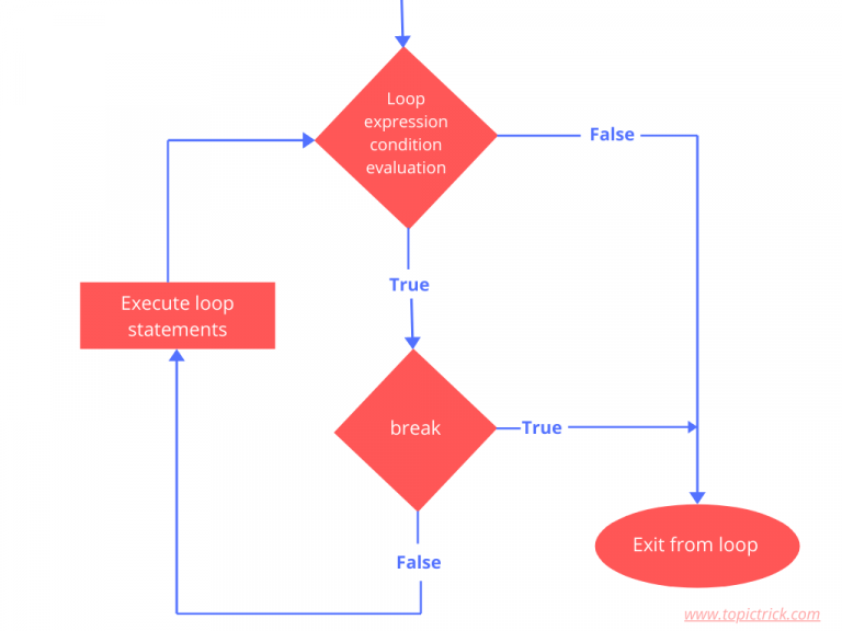 Flow chart of break statement in a loop